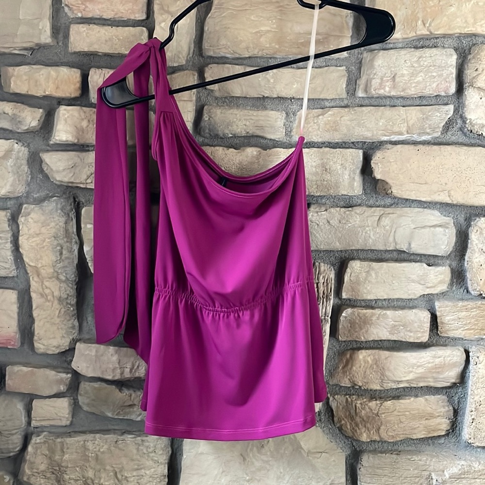 Medium One Shoulder Tie Purple Tank Top